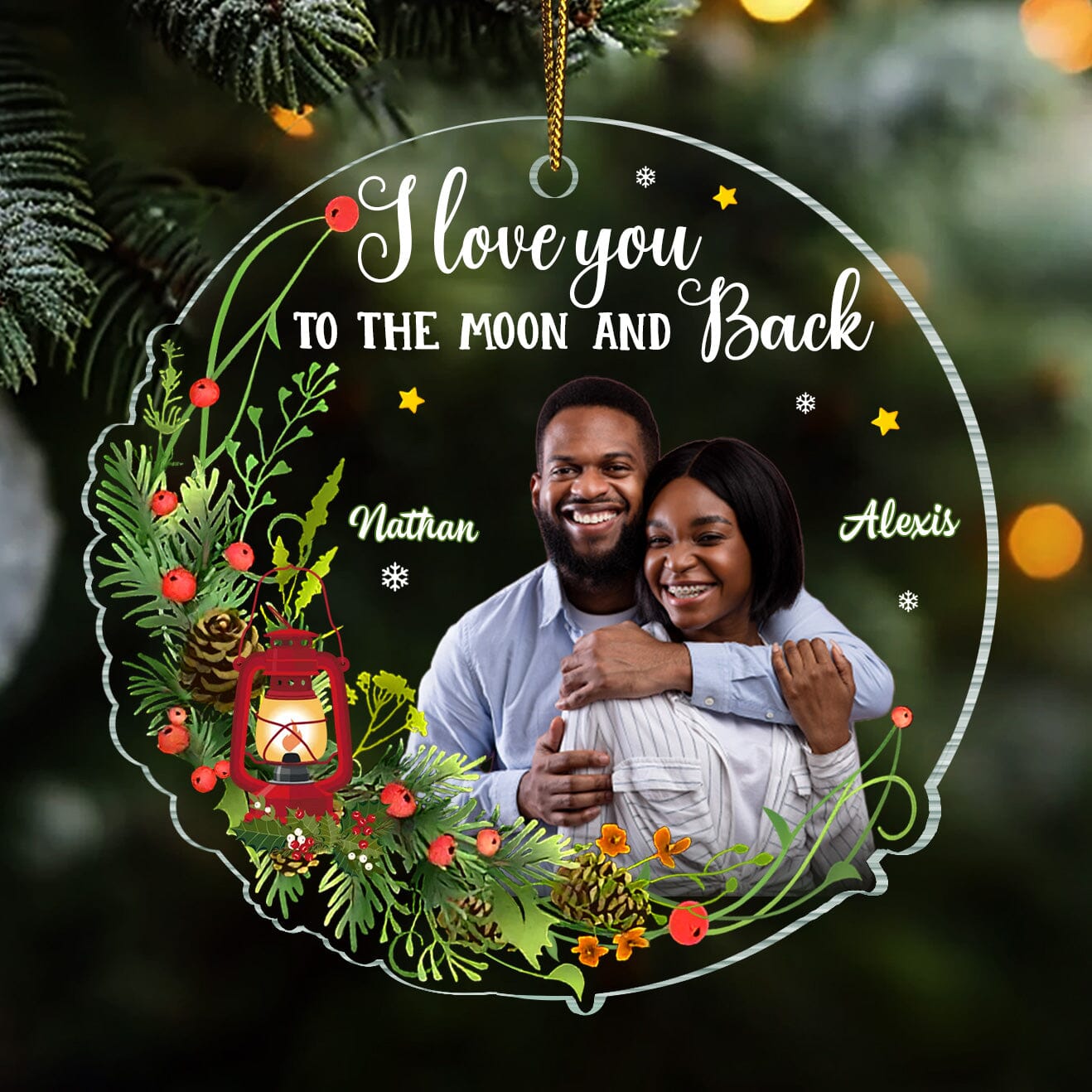 I Love You To The Moon And Back Couple Custom Photo Personalized Acrylic Ornament CTL22NOV23CT1 Acrylic Ornament HumanCustom - Unique Personalized Gifts Made Just for You 