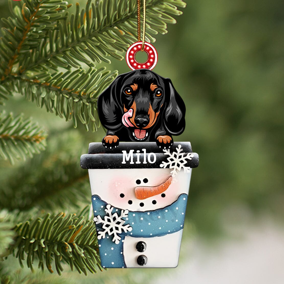 Personalized Christmas Dog Puppy Pet In Cup Wood Custom Shape Ornament HTN06NOV23CT1 Wood Custom Shape Ornament HumanCustom - Unique Personalized Gifts Made Just for You 