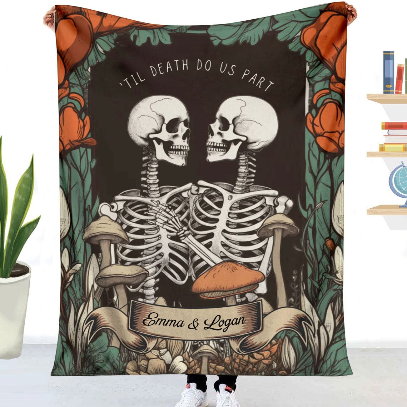 Skeleton Couple Custom Gift 'Til Death Do Us Part' Personalized Blanket NVL01DEC23CT1 Fleece Blanket HumanCustom - Unique Personalized Gifts Made Just for You Small (30x40in) 