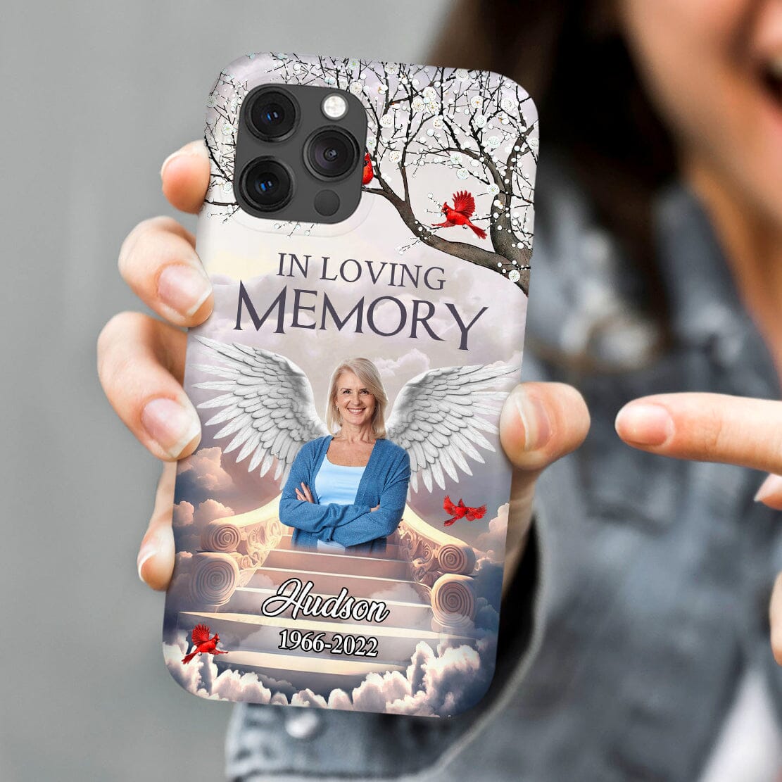 Memorial Upload Photo Wings, In Loving Memory In Heaven Personalized Phone Case LPL15DEC23CT1 Silicone Phone Case HumanCustom - Unique Personalized Gifts Made Just for You 