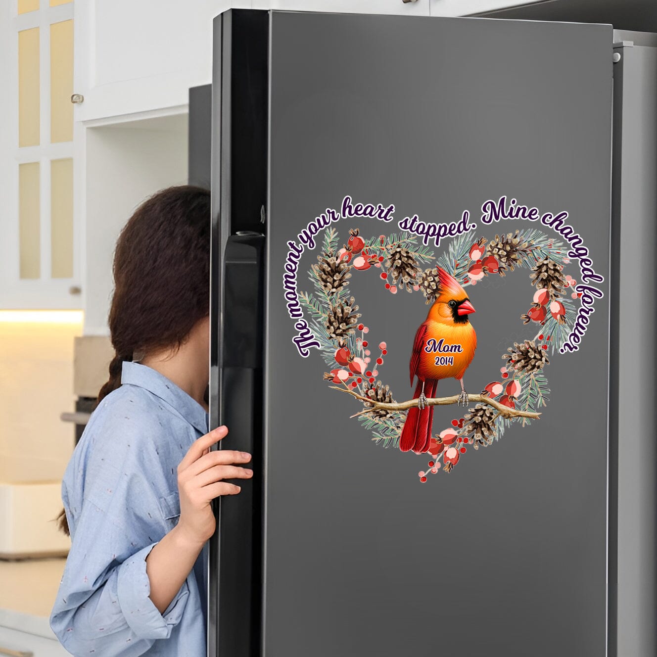 Heart-shaped Wreath Memorial Cardinals Personalized Decal VTX30OCT23CT1 Decal HumanCustom - Unique Personalized Gifts Made Just for You 