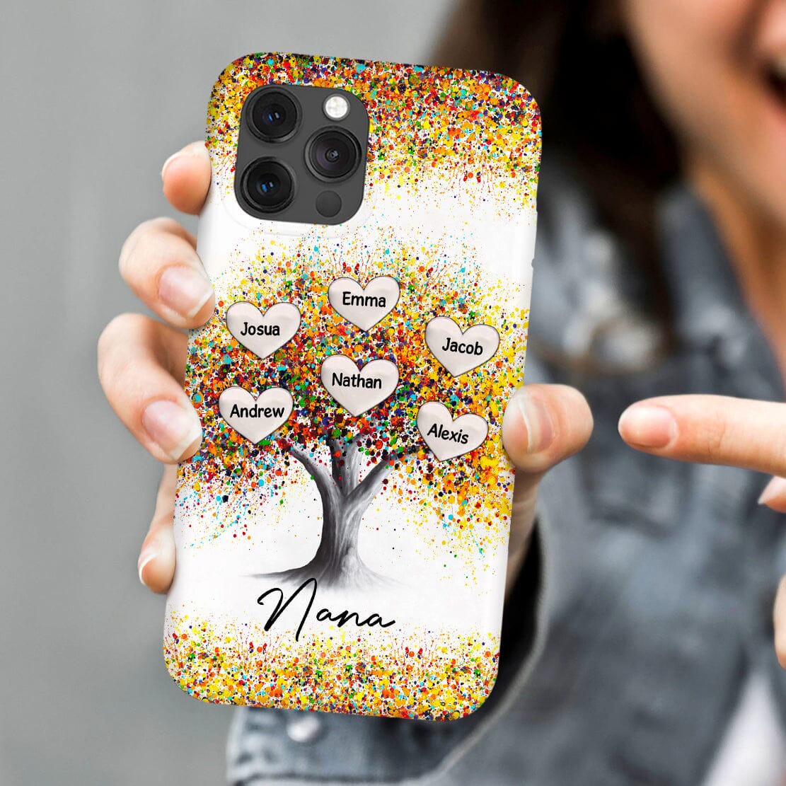 Colorful Grandma Mom Tree Sweet Heart Kids Personalized Phone Case LPL14DEC23CT1 Silicone Phone Case HumanCustom - Unique Personalized Gifts Made Just for You 