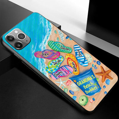 Nana's Beach Buddies Summer Flip Flop Personalized Phone case Perfect Gift for Grandmas Moms Aunties HTN28APR23CT1 Silicone Phone Case Humancustom - Unique Personalized Gifts