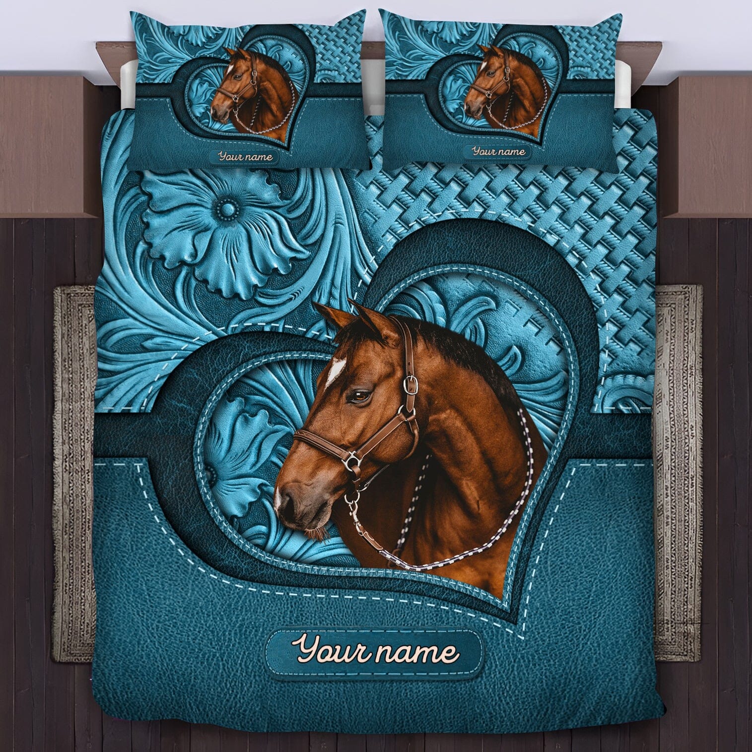 Love Horse Breeds Custom Name Hoofprint Leather Pattern Personalized Bedding Set LPL07DEC23CT1 Bedding Set HumanCustom - Unique Personalized Gifts Made Just for You 