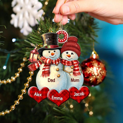 Christmas Couple Snowman Grandma Grandpa Sweatheart Grandkids Personalized Acrylic Ornament HTN31OCT23CT1 Acrylic Ornament HumanCustom - Unique Personalized Gifts Made Just for You