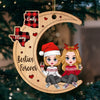 Christmas Pretty Doll Besties Sisters On Moon Personalized Wood Custom Shape Ornament CTL26OCT23CT1 Wood Custom Shape Ornament HumanCustom - Unique Personalized Gifts Made Just for You