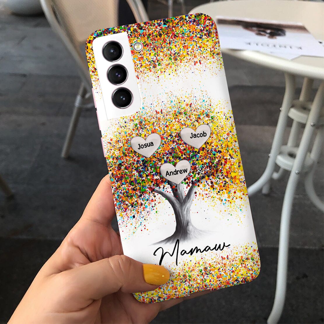 Colorful Grandma Mom Tree Sweet Heart Kids Personalized Phone Case LPL14DEC23CT1 Silicone Phone Case HumanCustom - Unique Personalized Gifts Made Just for You 