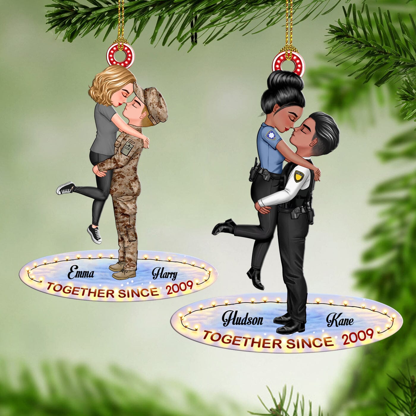 Personalized Acrylic Ornament Together Since Couple Portrait, Firefighter, Nurse, Police Officer, Military, Chef, EMS, Flight, Teacher, Gifts by Occupation CTL20OCT23CT2 Acrylic Ornament HumanCustom - Unique Personalized Gifts Made Just for You 