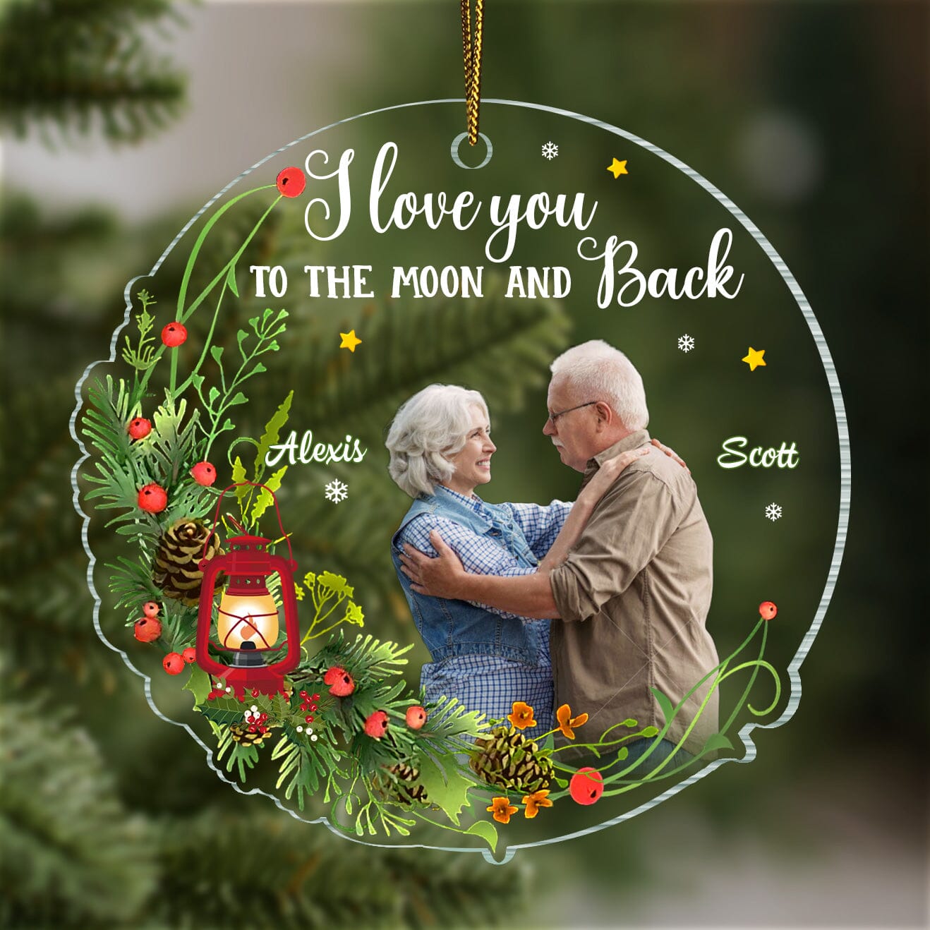 I Love You To The Moon And Back Couple Custom Photo Personalized Acrylic Ornament CTL22NOV23CT1 Acrylic Ornament HumanCustom - Unique Personalized Gifts Made Just for You 