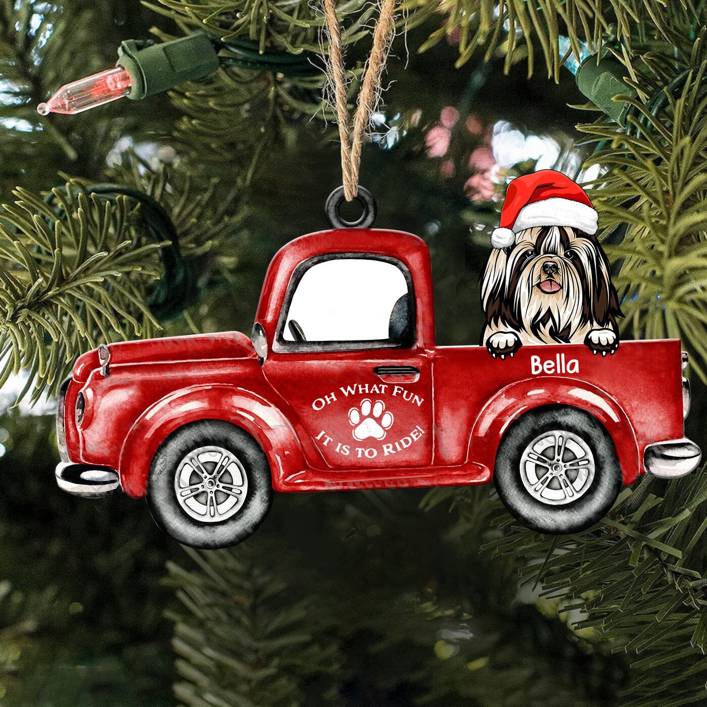 Christmas Cute Puppy Pet Dog On Red Truck Personalized Ornament CTL16OCT23CT1 Acrylic Ornament HumanCustom - Unique Personalized Gifts Made Just for You 