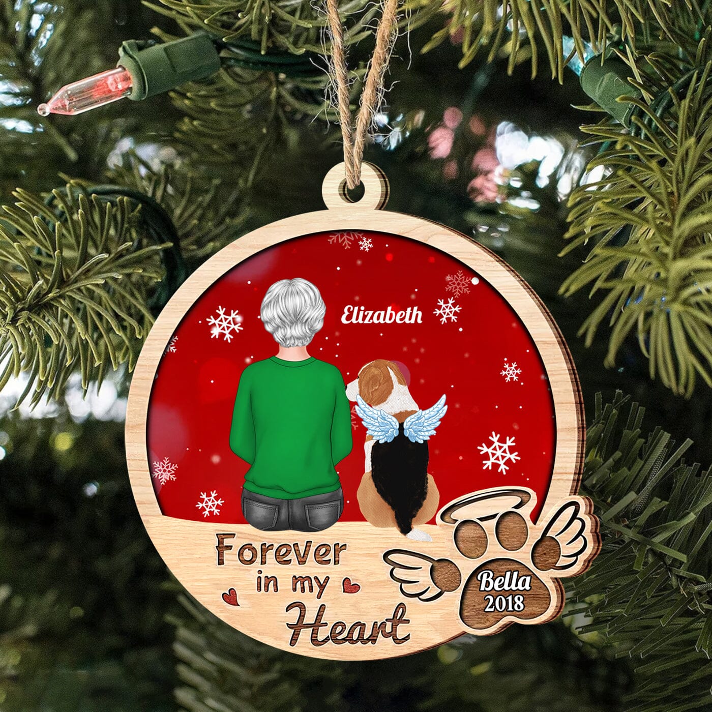 Memorial Pet - Love Dog Puppy On Heaven Galaxy Background Forever On Our Heart Personalized Ornament CTL16OCT23CT2 Wood Custom Shape Ornament HumanCustom - Unique Personalized Gifts Made Just for You 