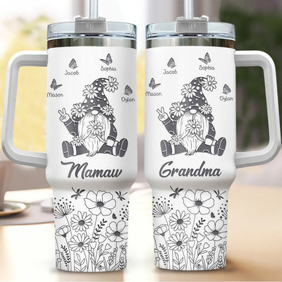 Flower Gnome Grandma Mom Butterfly Kids Personalized Tumbler With Straw CTL27DEC23CT1