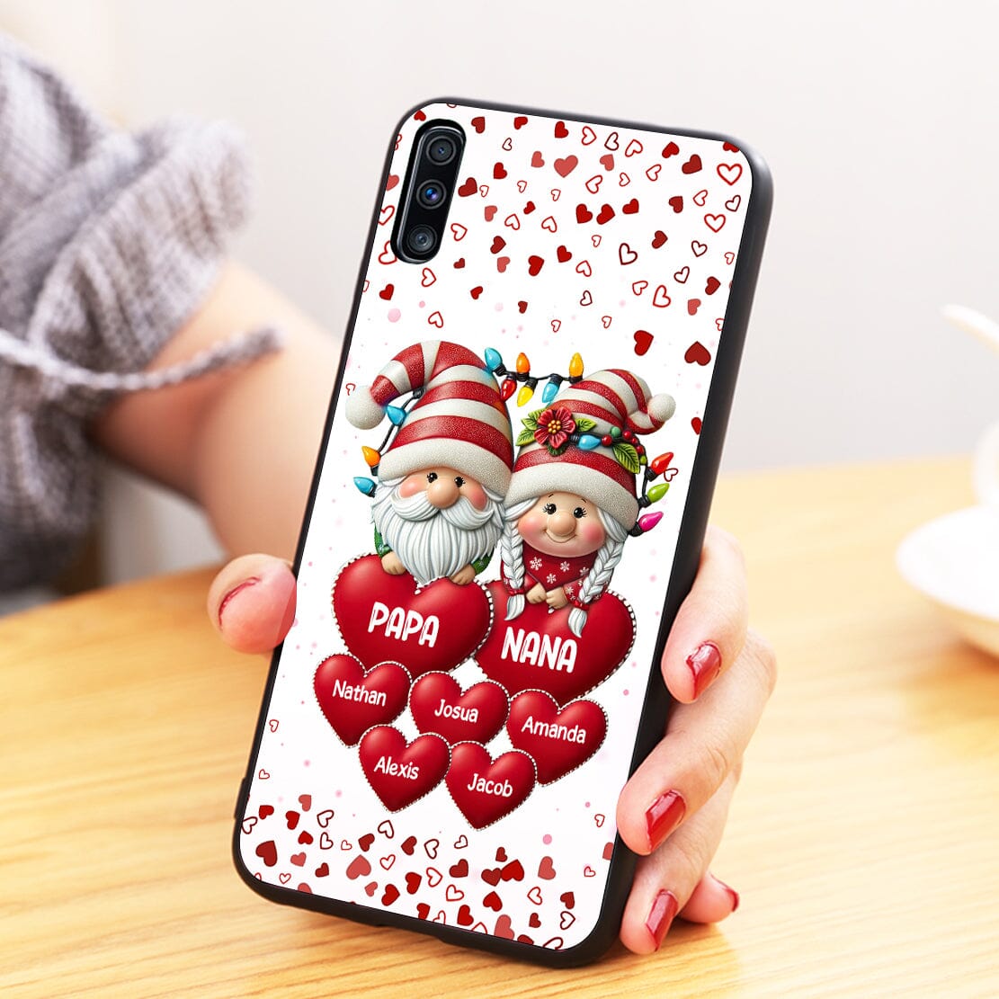 Gnome Couple Grandpa & Grandma With Heart Kids Personalized Silicone Phone Case VTX08DEC23CT2 Silicone Phone Case HumanCustom - Unique Personalized Gifts Made Just for You 