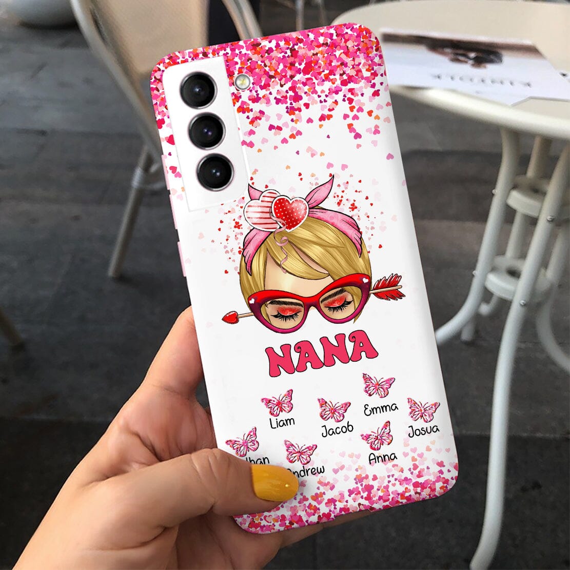 Messy Bun Grandma Mom Butterfly Kids Personalized Phone case NVL20DEC23CT1 Silicone Phone Case HumanCustom - Unique Personalized Gifts Made Just for You 