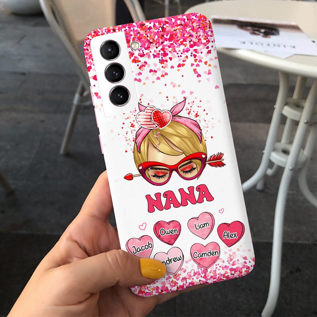 Messy Bun Grandma Mom Heart Kids Personalized Phone case NVL20DEC23CT2 Silicone Phone Case HumanCustom - Unique Personalized Gifts Made Just for You 