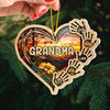 Personalized Christmas Mom Grandma Butterfly Heart Stained Glass Pattern Acrylic Ornament NVL23AUG23CT4