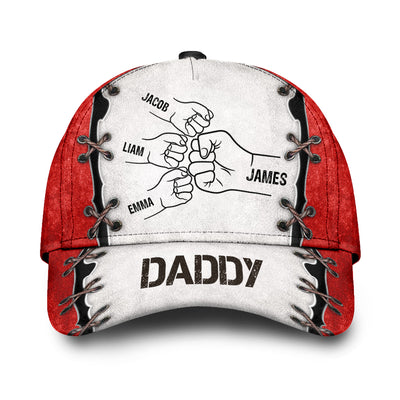 Grandpa Papa Daddy Fist Bump Fathers Day Family Personalized Cap CTL26APR24CT2