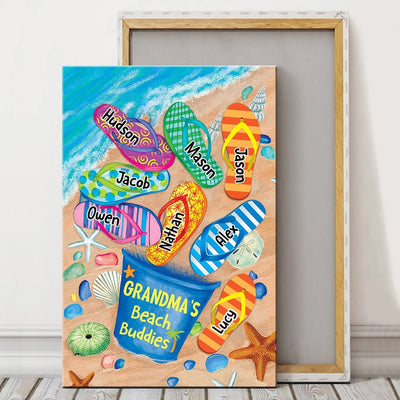 Nana's Beach Buddies Summer Flip Flop Personalized Vertical Canvas Perfect Gift for Grandmas Moms Aunties HTN08MAY23CT6 Canvas Humancustom - Unique Personalized Gifts