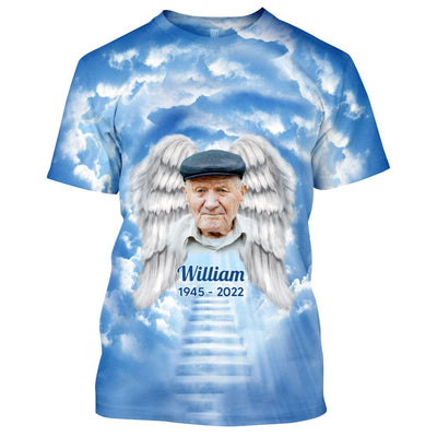 Memorial Upload Photo Wings, My Mom Grandma Nana Is Guardian Angel She Watches Over My Back Personalize 3D T-Shirt PM19APR23CT1 3D T-shirt Humancustom - Unique Personalized Gifts