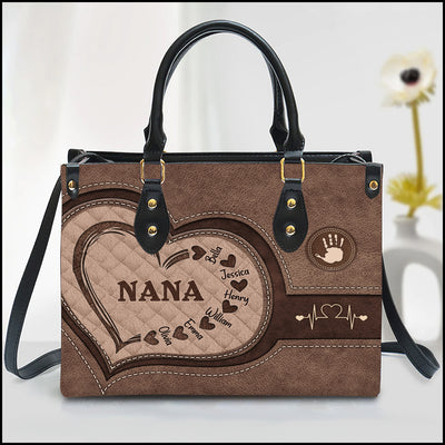 Personalized Sweet Heart Grandma Mom Kids Leather Handbag CTL05FEB24TT1