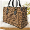 Leopard Pattern Mama Grandma Personalized Leather Handbag CTL02JAN24TT3