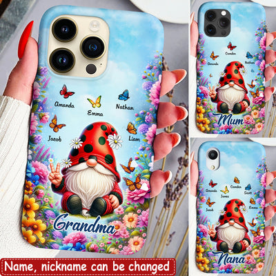 Gnome With Butterly Flower Garden Gift For Grandma Nana With Kids Personalized Phone Case CTL05MAR24CT2