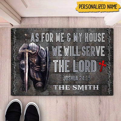 As for me & My House We Will Serve The Lord Knight Personalized Doormat CTL20JAN24CT1