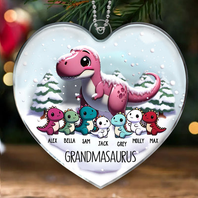 Personalized Nana Grandma Saurus With Grandkids Chirstmas Ornament CTL23OCT23TT1