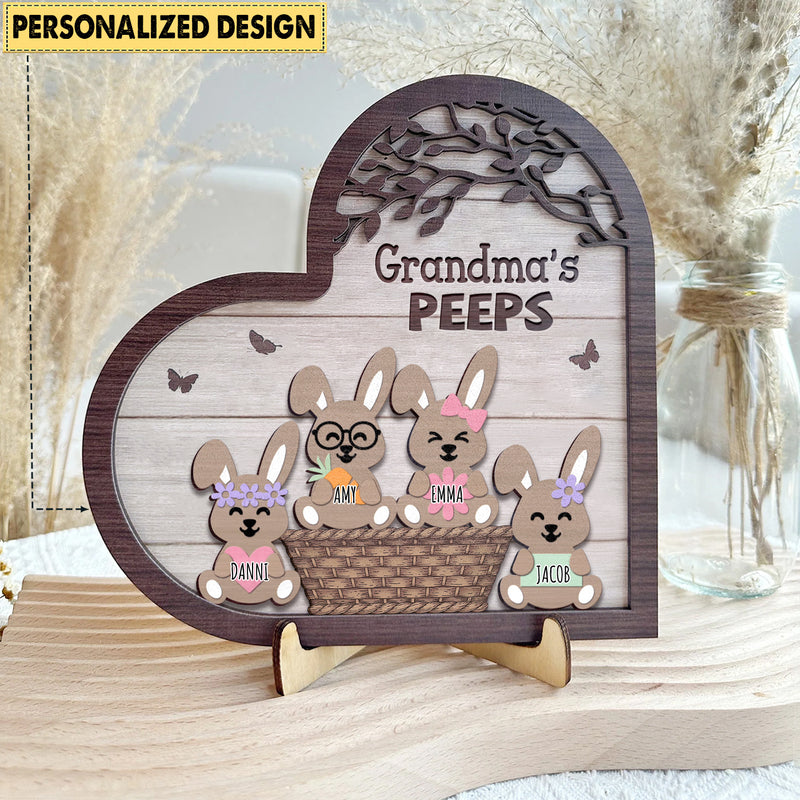 Discover Easter Bunny Nana's Peeps Personalized 2 Layers Wooden Plaque