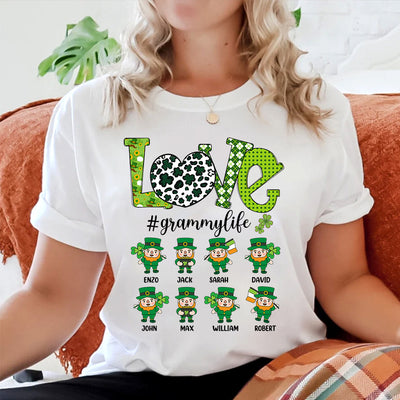 Love Grandma St Patrick's Day Personalized White T-shirt and Hoodie HTN01FEB24TT1