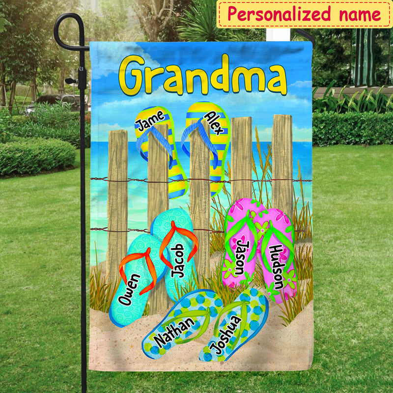 Discover Summer Beach Flipflops Grandma Personalized Flag
