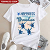 Happiness is being a Grandma Cute Sea Turtle Grandkids Personalized White T-shirt and Hoodie HTN02MAR24NY1