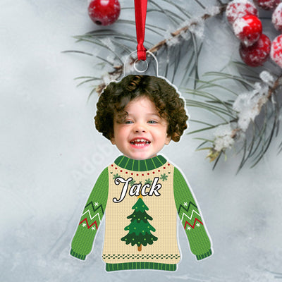 Funny Kid In Christmas Ugly Sweater Personalized Acrylic Ornament Gift for Grandmas Moms HTN05OCT23NA2