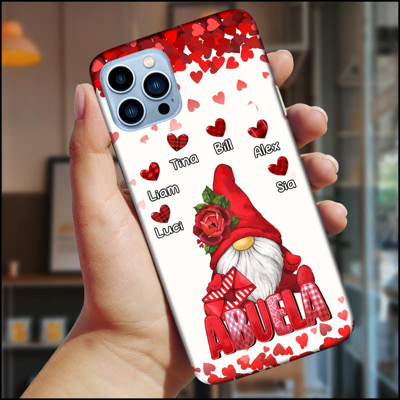 Discover Valentine's Day Cute Rose Gnome Grandma With Sweetheart Grandkids Personalized Phone case