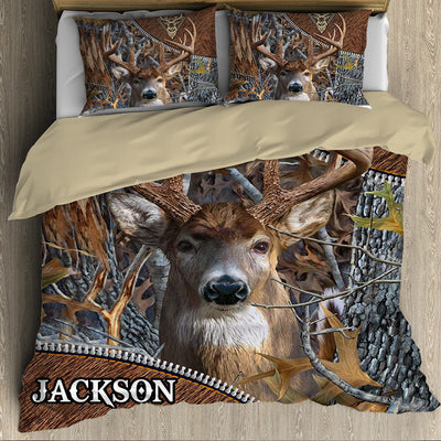 Deer Hunting Leather Pattern Personalized Bedding Set HTN06DEC23VA1