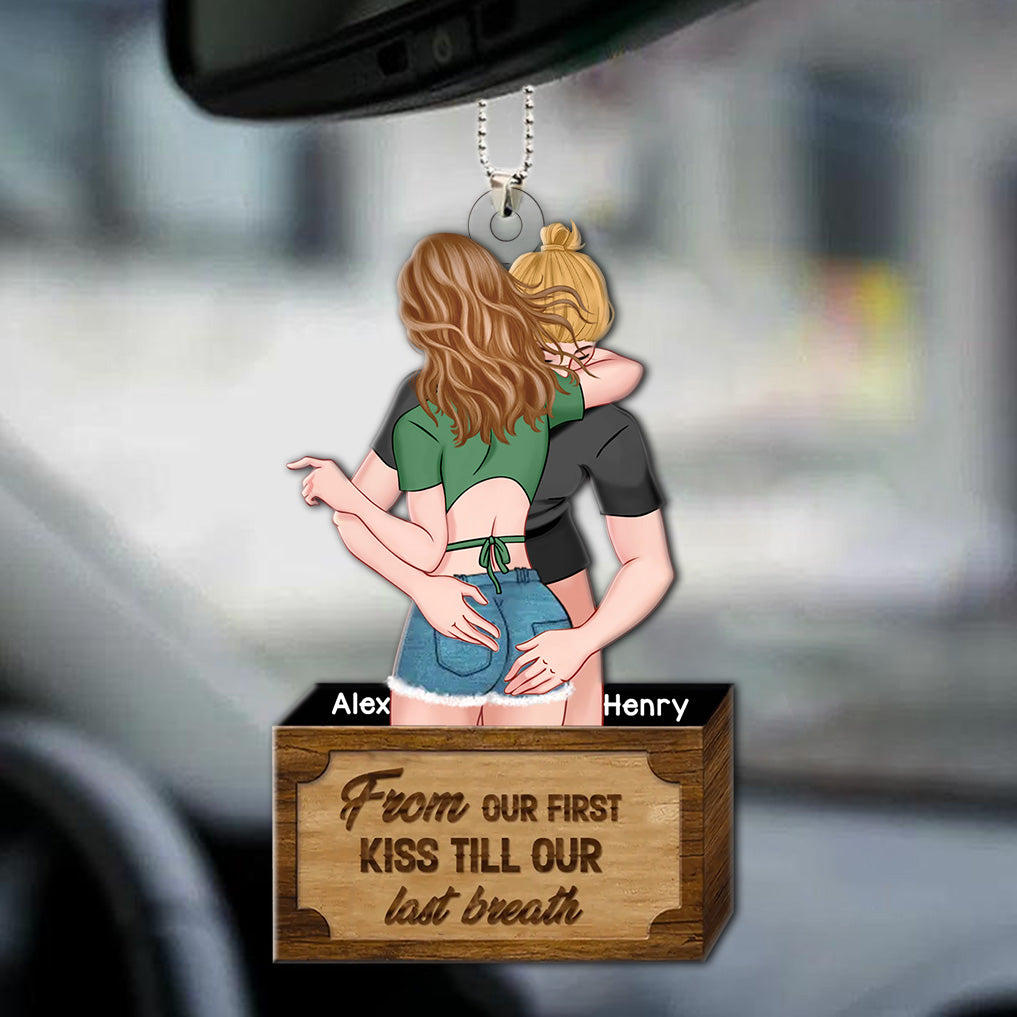 Romantic Couple Hugging Personalized Car Ornament HTN06JAN24VA1