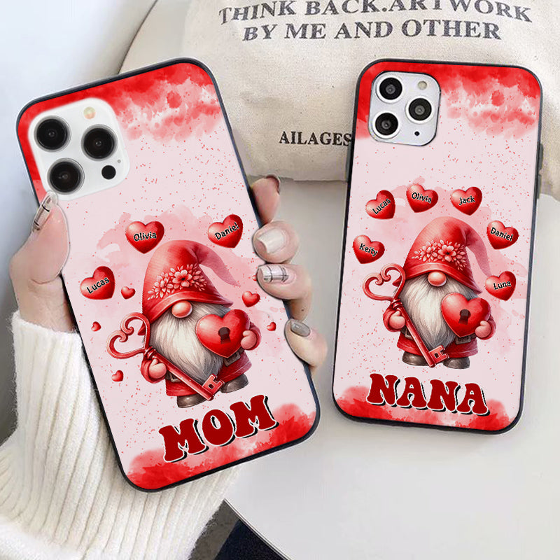 Valentine Gnome Grandma With Cute Sweet heart Grandkids Personalized Phone case HTN06JAN24VA2