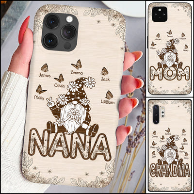 Gnome Grandma With Butterflies Grandkids Personalized Phone case Mother's Day Gift HTN06MAR24TT1