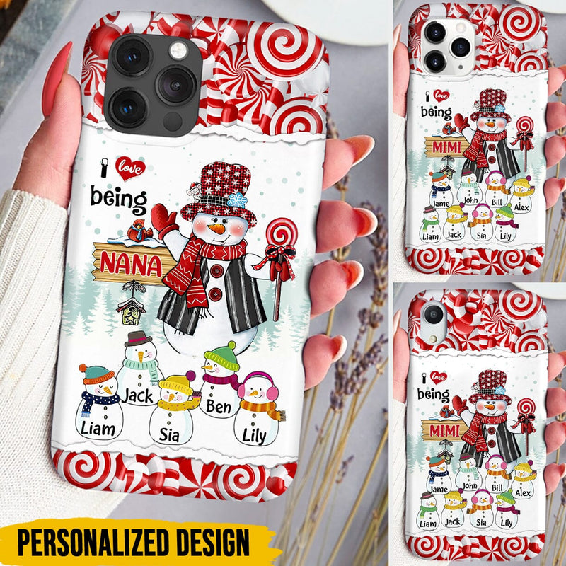  I Love Being A Grandma Christmas Nana Snowman Customized Nana  Phone Case Compatible with iPhone 11 12 13 14 Pro Max, Samsung Galaxy S23  S22 S21 S20 FE Plus Ultra