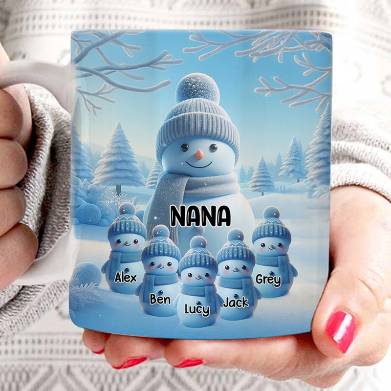 Christmas Snowman Grandma Sweet Heart Kids Personalized Mug - Woohops