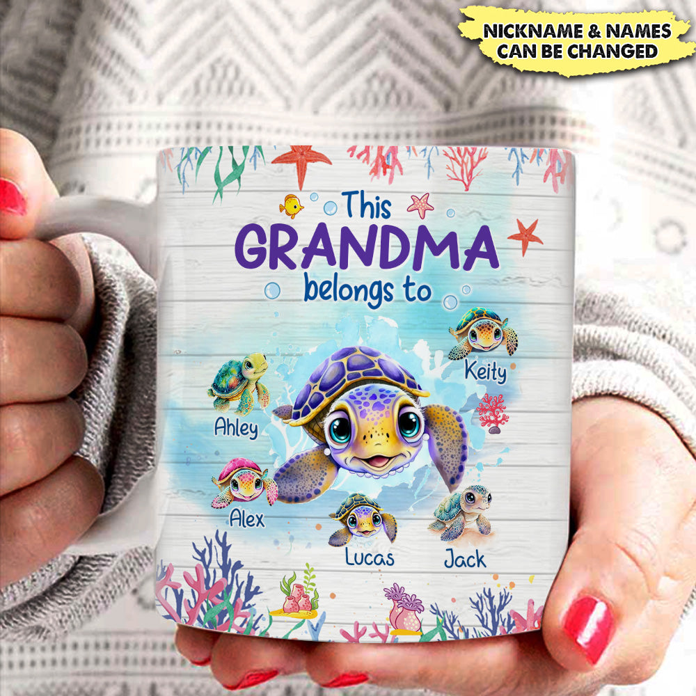 This Grandma belongs to Cute Ocean Turtles Personalized White Mug HTN11MAR24VA2