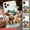 Teal Highland Cow Sunflower Personalized Phone case HTN15MAR24TP1