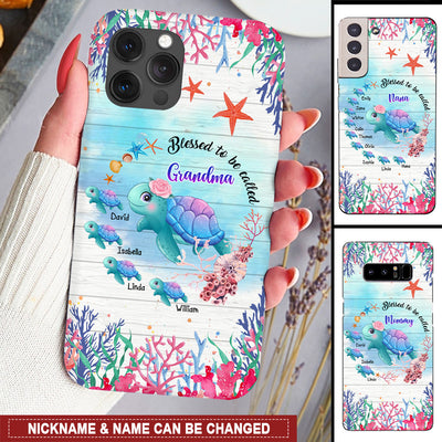 Sea Turtle Blessed to be called Grandma With Cute Grandkids Personalized Phone case HTN16MAR24NY1