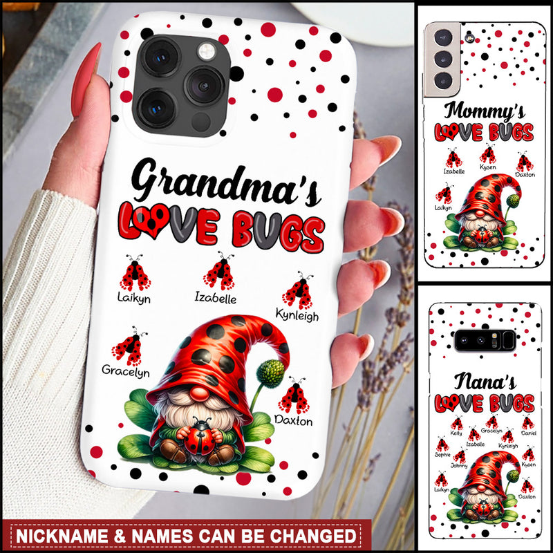 Grandma's Love bugs With Grandkids Name Personalized Phone case