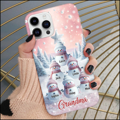 Winter Snowman Grandkids Christmas Tree Personalized Phone case Gift for Grandmas Moms Aunties HTN17NOV23KL1