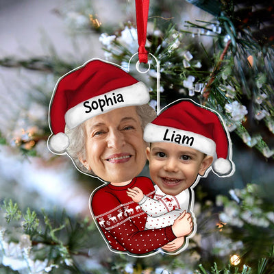 Grandma Grandkid Hugging Upload Photo Personalized Acrylic Ornament HTN17NOV23NA1