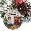 Besties Forever Upload Photo Christmas Vibe Personalized Circle Ceramic Ornament Gift for Besties Sisters HTN18NOV23VA1