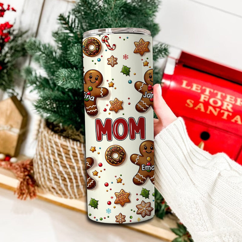 Christmas Gingerbread Holiday Skinny Tumbler with Lid and Straw