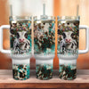 Cowhide Western Cow Print Teal Rustic Personalized Tumbler With Straw HTN27DEC23VA2