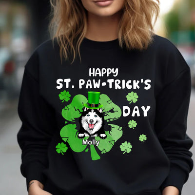Happy St. Paw-trick's Day Cute Dog Puppy Pet Personalized Sweatshirt HTN29JAN24VA1